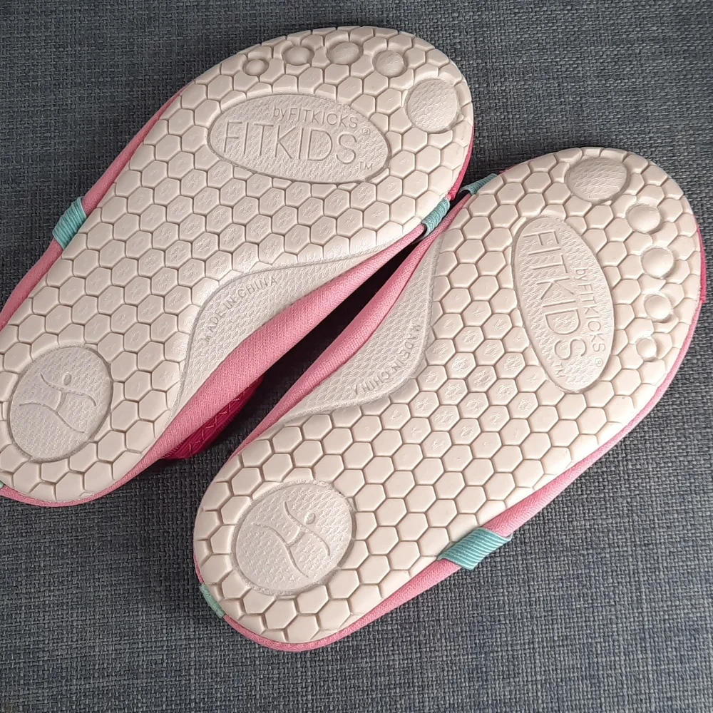 Fitkick Kids Indoor Outdoor Slip On Slipper Shoes Flexible Pink Blue Childs Flat